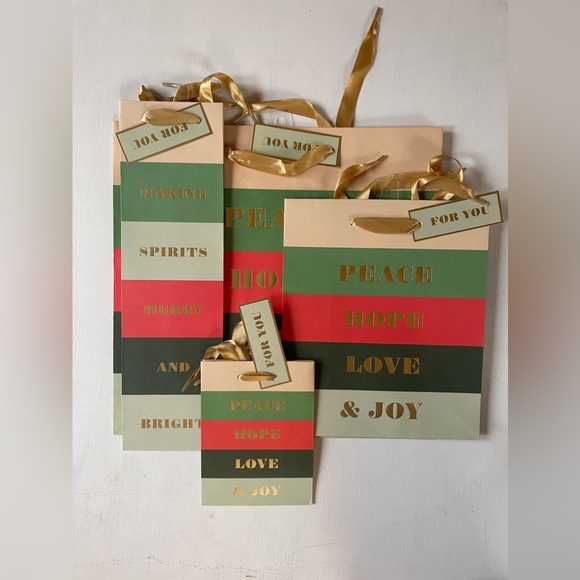 Rifle Paper Co. HOLIDAY Gift Bag Bundle Of 8 : Santa & Peace & Joy Designs - Picture 3 of 7